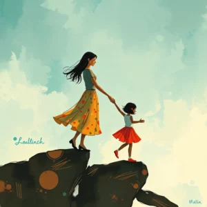 Artistic representation for Balancing love: a millennial mom's dual journey with each daughter
