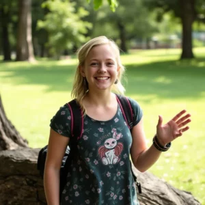 Artistic representation for Kristen bell empowers independence: 7-hour solo park adventure for her daughters