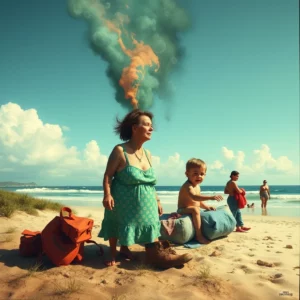 Artistic representation for Ugly vacation: woman's refusal to nanny sparks chaos explan
