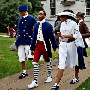 Artistic representation for Colonial garb and Nikes : What it like to live in the middle of American history – The Morning Call Please provide a title that fits the article's theme.
