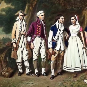 Artistic representation for Colonial garb and Nikes : What it like to live in the middle of American history – Paradise Post.