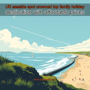 Artistic representation for UK seaside spot crowned top family holiday destination with affordable prices