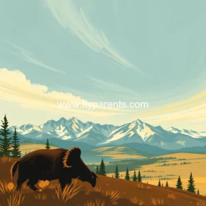 Artistic representation for Montana's thanksgiving journey: tales of travel and tradition.