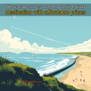 Artistic representation for UK seaside spot crowned top family holiday destination with affordable prices